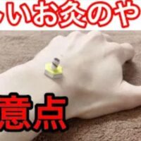 自宅で安全にお灸の効果を引き出すために、台座灸（せんねん灸）に火をつける手順や、筒の向き、チリチリした熱さを感じた時の取り方の注意点を実演して解説する石丸院長