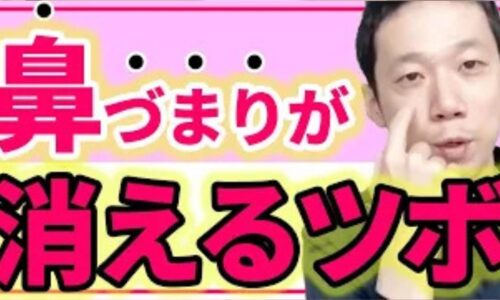 花粉症による鼻づまりや止まらない鼻水をすっきり解消するために、鼻の穴を通す素晴らしい効能を持つ小花の脇のツボ「迎香(げいこう)」の正確な位置と指でのこすり方を実演する石丸院長