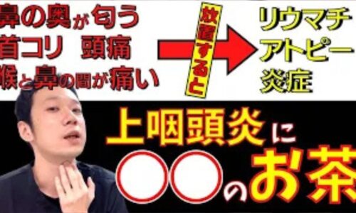 鼻と喉の境目の痛みや後鼻漏、倦怠感を引き起こす慢性上咽頭炎を改善するために、粘膜修復と消炎作用に優れた薬草「熊笹茶（くまざさちゃ）」の粉末を用いた一物全体の飲み方と注意点を解説する石丸院長